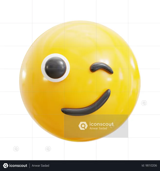 Winking Face Emoji 3D Icon