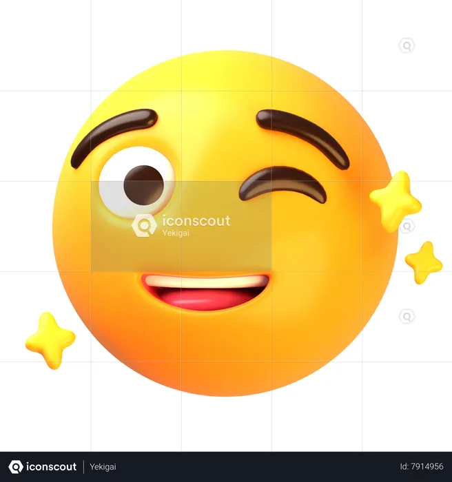 Winking Face Emoji 3D Icon