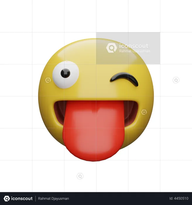 Winking Face With Tongue Emoji 3D Illustration