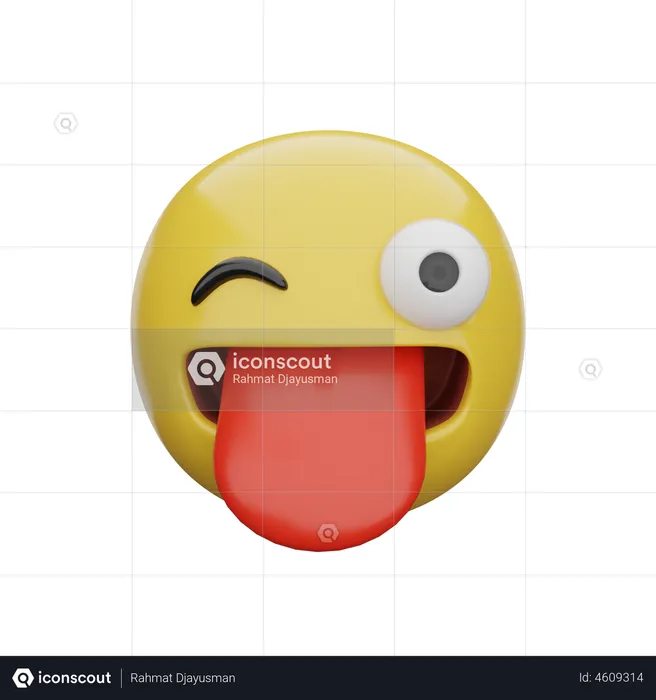 Winking Face With Tongue Emoji 3D Illustration