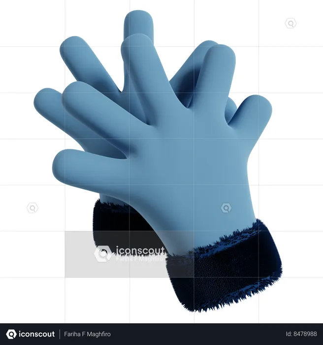 Winter Blue Gloves  3D Icon