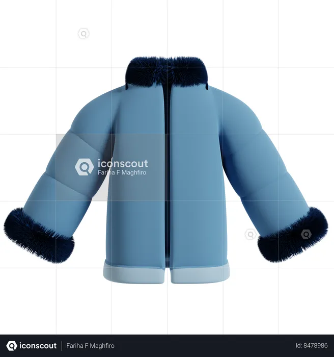 Winter Blue Jacket  3D Icon