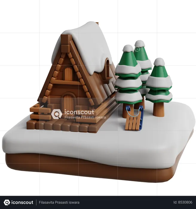 Winter Cabin  3D Icon