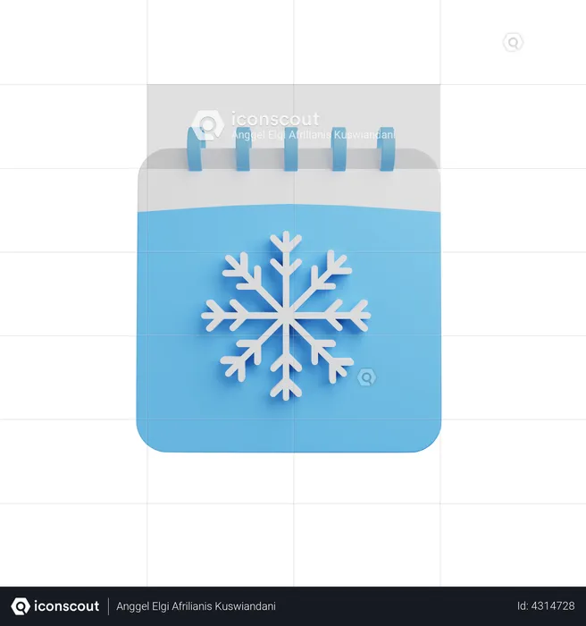 Winter calendar  3D Illustration