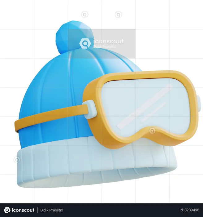 Winter Hat Ski Goggle  3D Icon