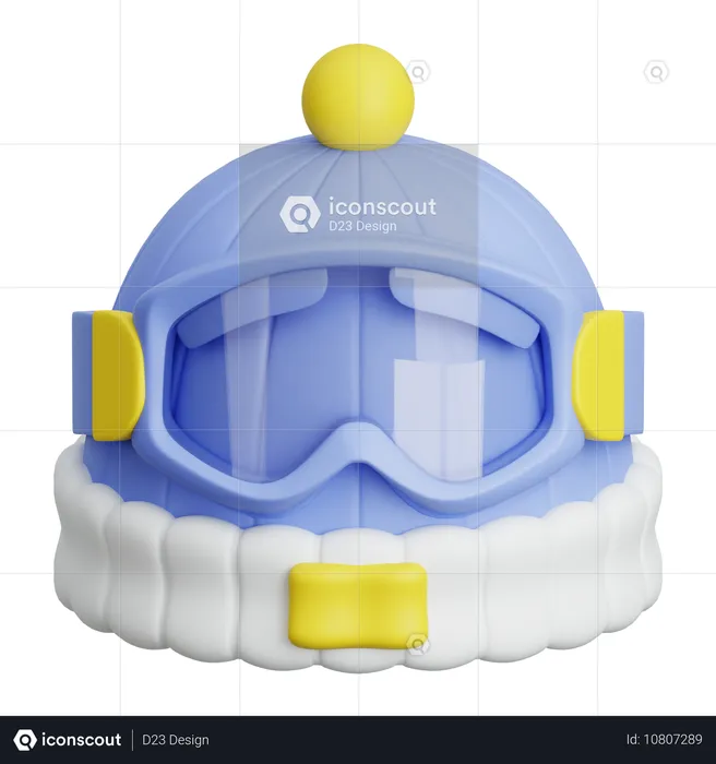 Winter Hat With Ski Goggle  3D Icon