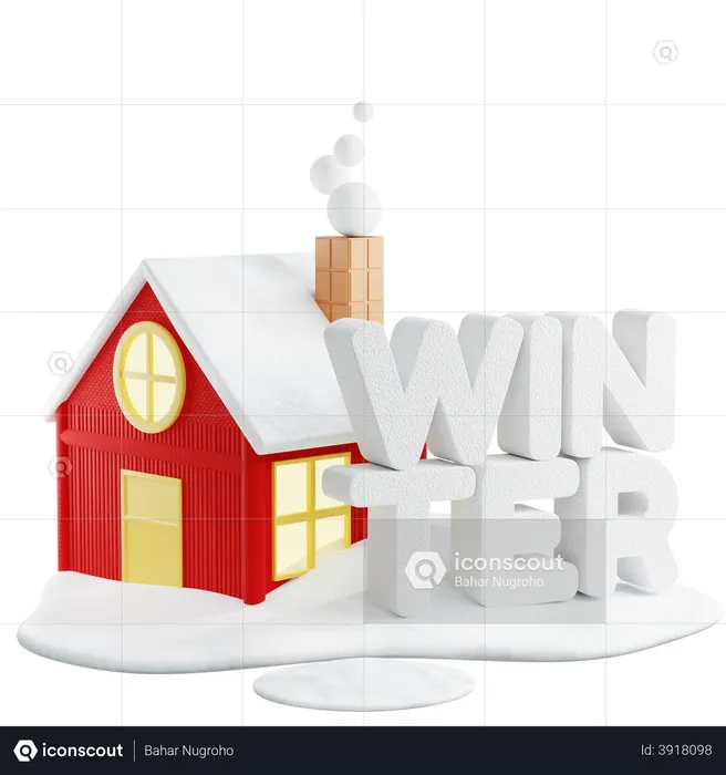 Winter House  3D Illustration