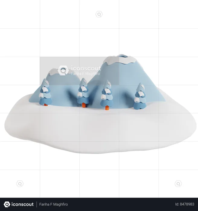 Winter Mountain Landscape  3D Icon