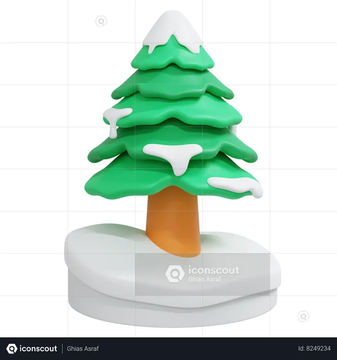 Winter Pine Tree  3D Icon