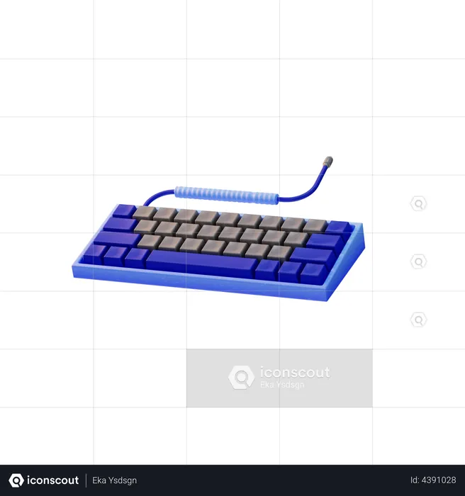 Wired Keyboard  3D Illustration