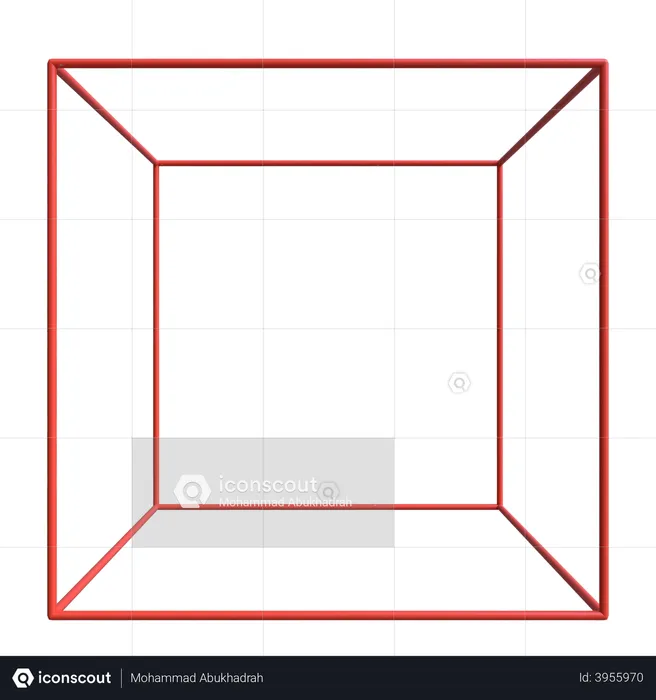 Wireframe Cube  3D Illustration