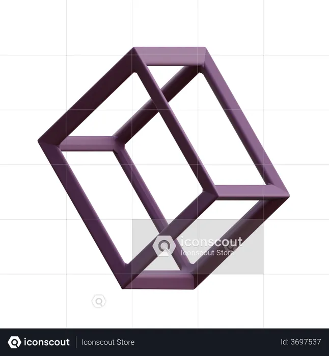 Wireframe Cuboid  3D Illustration