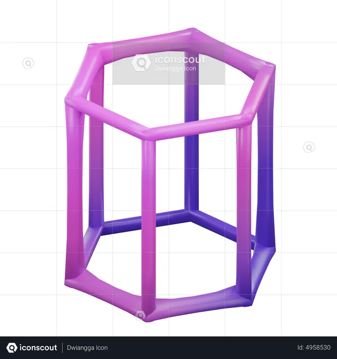 Estrutura de arame de prisma hexagonal  3D Icon