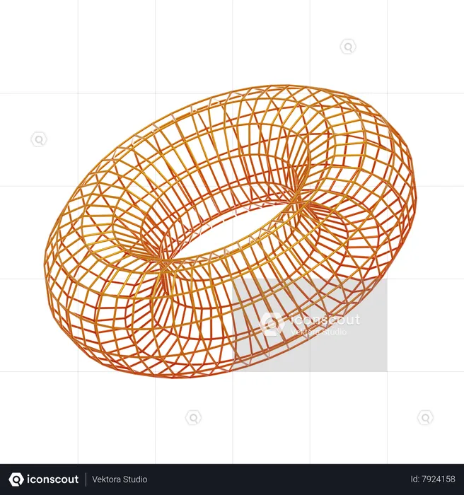 Wireframe de donut redondo  3D Icon