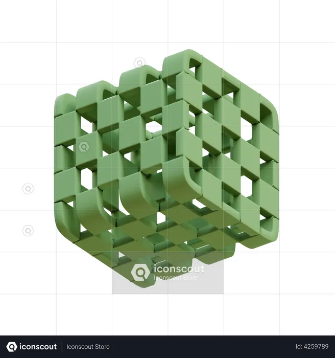 Wireframe Round Cube  3D Illustration