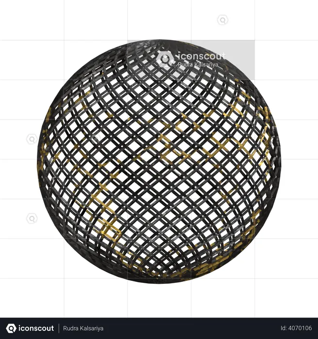 Wireframe Sphere  3D Illustration