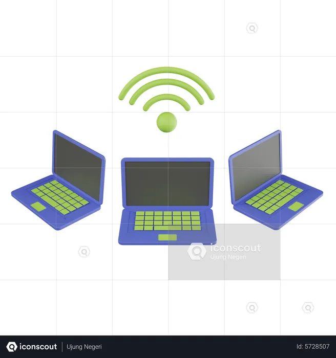 Wireless Laptop Network  3D Icon