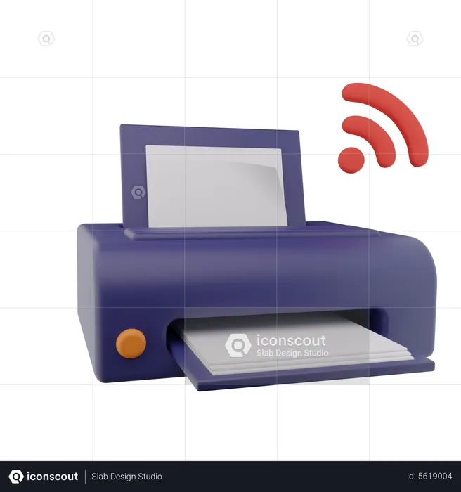 Wireless Printer  3D Icon