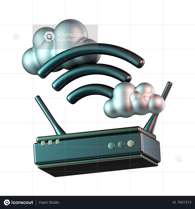 Wireless Router Cloud  3D Icon