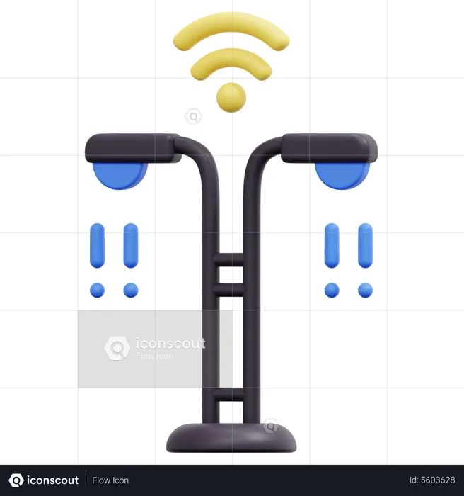 Wireless Street Light  3D Icon