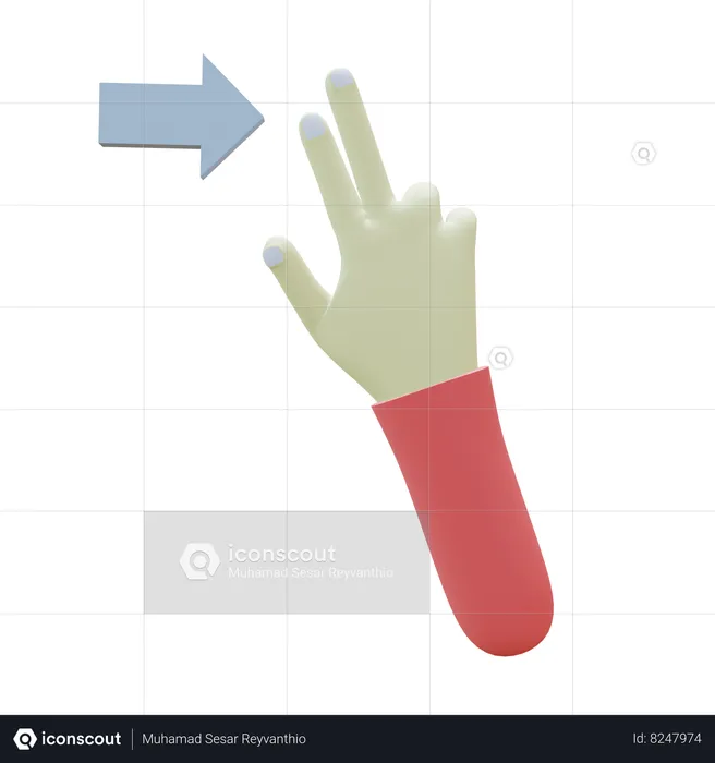 Wischgeste mit dem Finger nach rechts  3D Icon