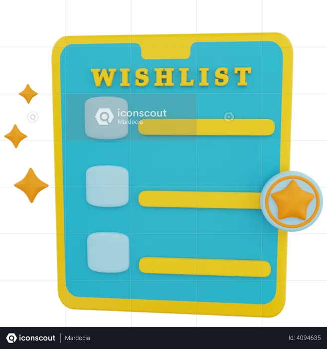 Wishlist shopping  3D Illustration