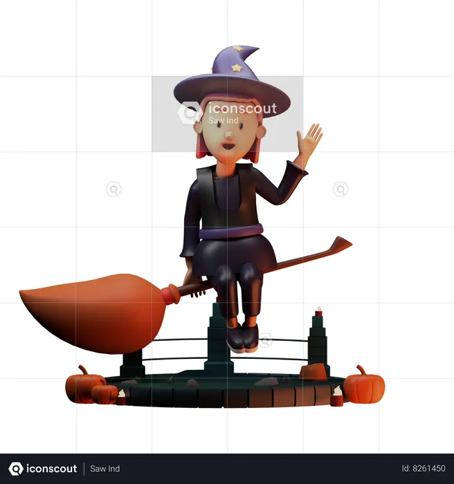 Witch Man Showing Hand  3D Icon
