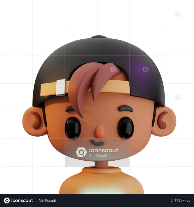 With Backwards Hat  3D Icon