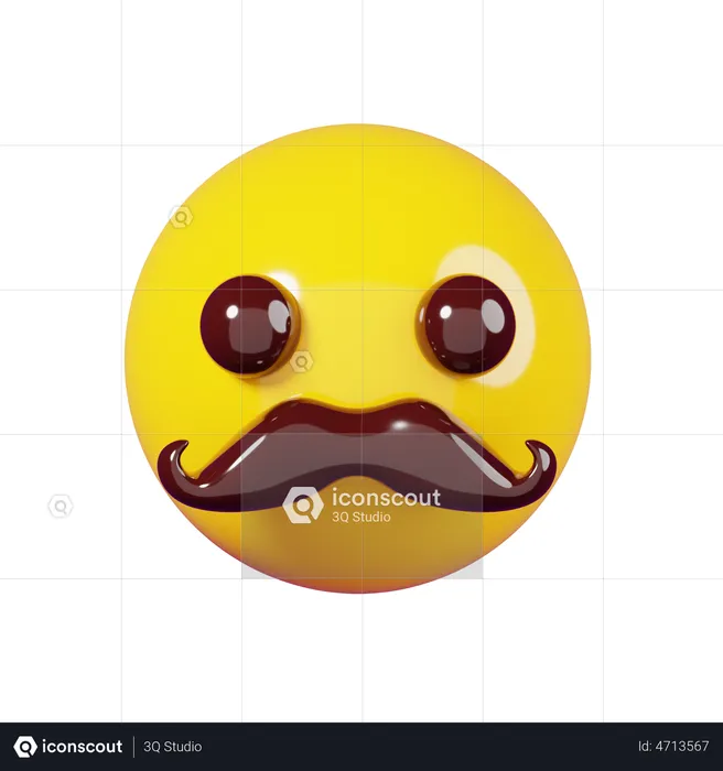 With Mustache Emoji Emoji 3D Illustration