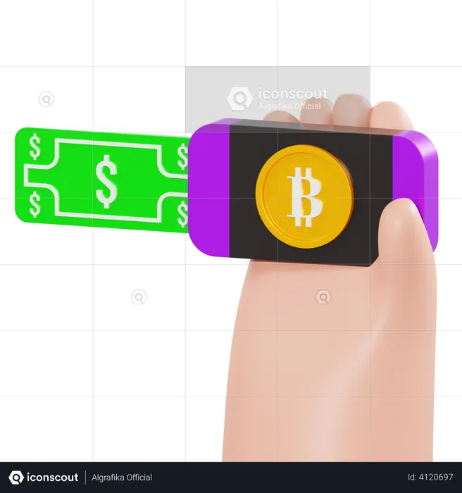 Withdraw Bitcoin  3D Illustration