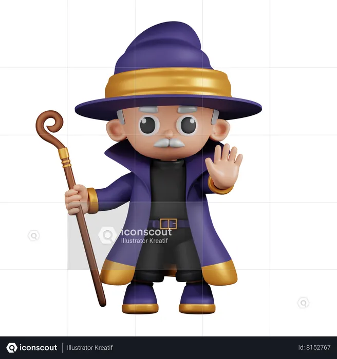 Wizard Doing The Stop Sign  3D Icon