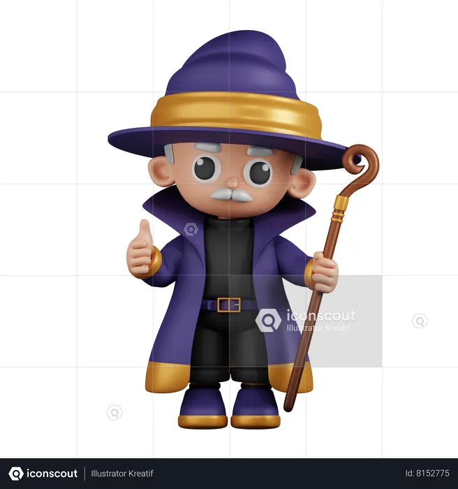 Wizard Giving A Thumb Up  3D Illustration