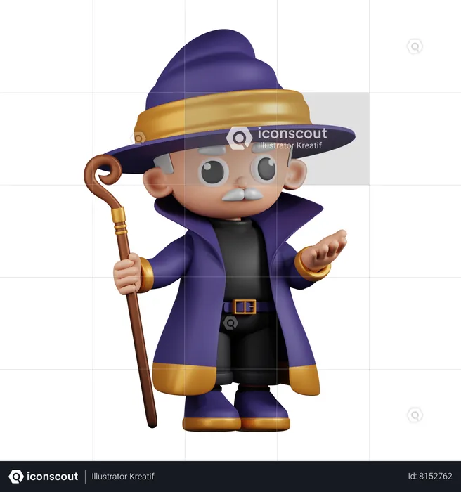 Wizard Holding With a Feels Angry  3D Illustration