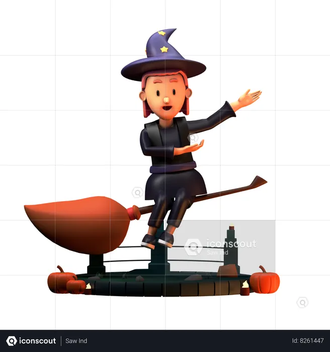 Wizard Pointed To Left  3D Illustration