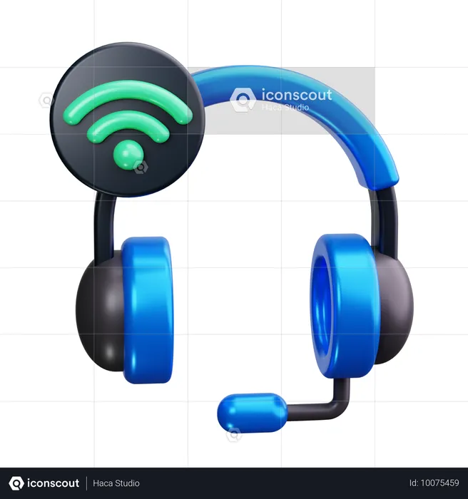 WLAN-Headset  3D Icon