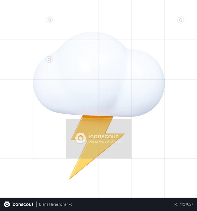 Wolke mit Blitz  3D Icon
