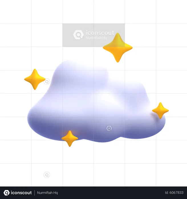 Wolke mit Sternen  3D Icon