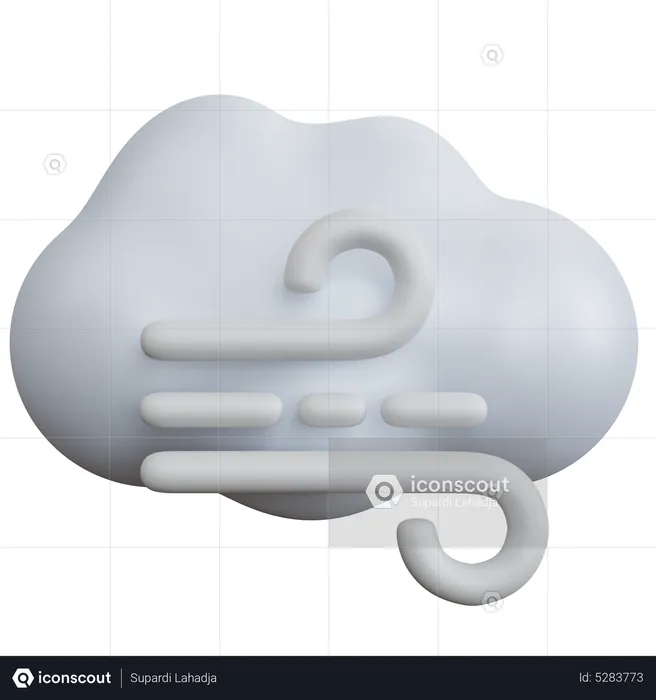 Wolke mit Wind  3D Icon
