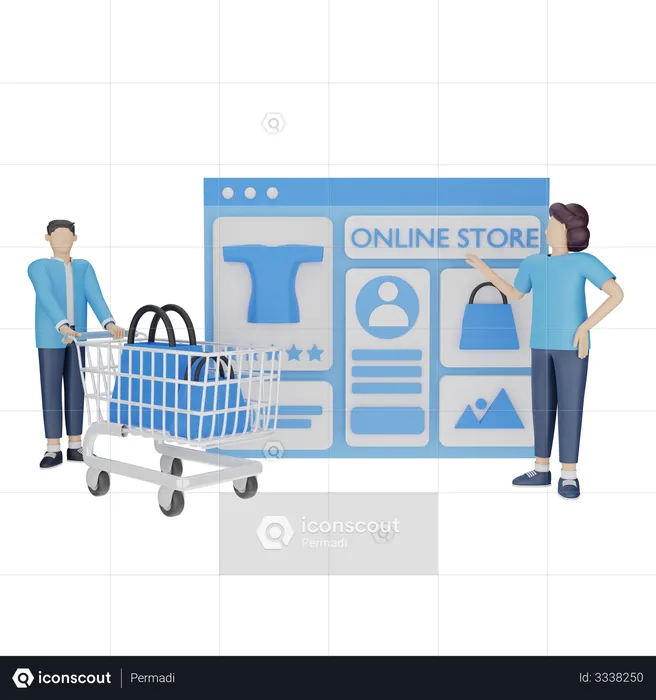 Woman adding item to cart  3D Illustration
