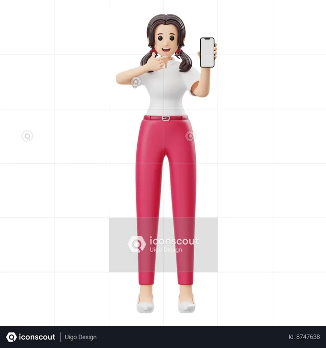 Woman Advertising Mobile Phone Product  3D Illustration