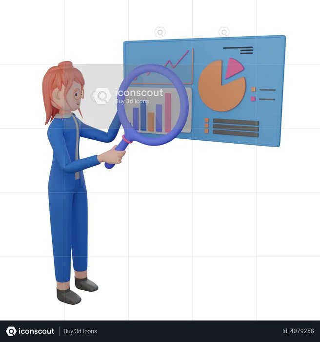 Woman analyzing the growth  3D Illustration