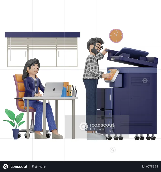 Woman and man doing work in office  3D Illustration