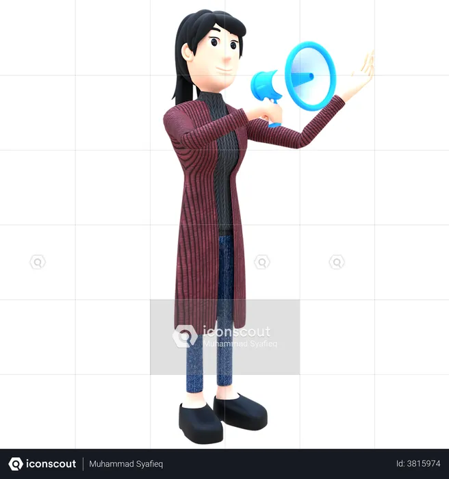 Woman Announcing About Business  3D Illustration