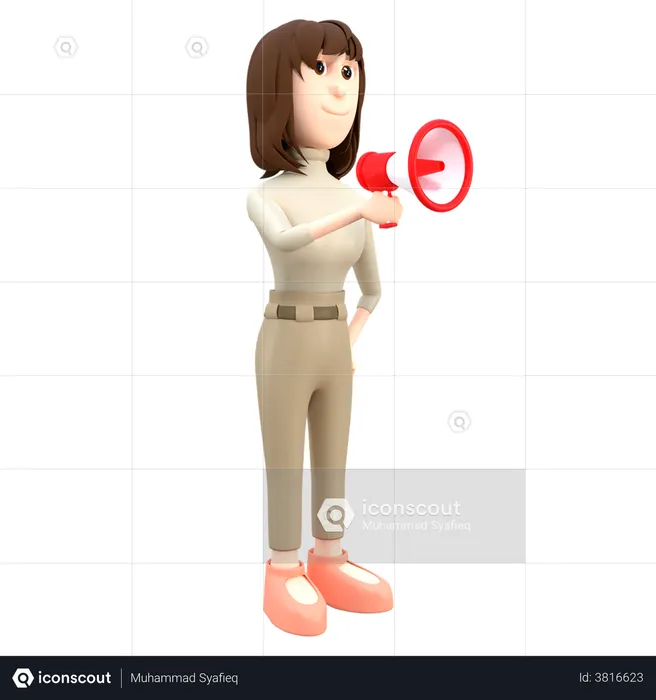 Woman Announcing About Business  3D Illustration