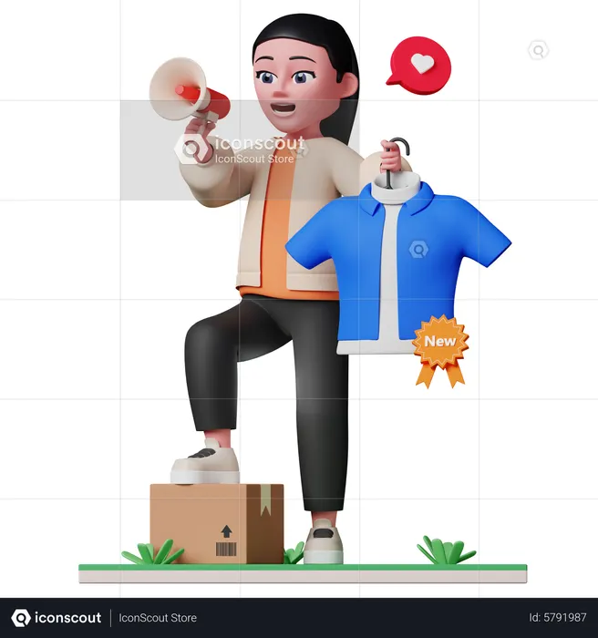 Woman announcing new product  3D Illustration
