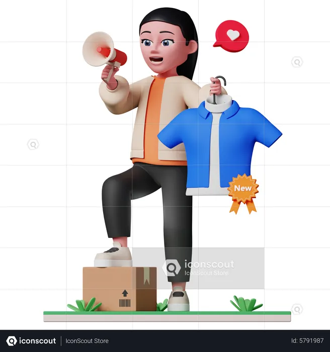 Woman announcing new product  3D Illustration