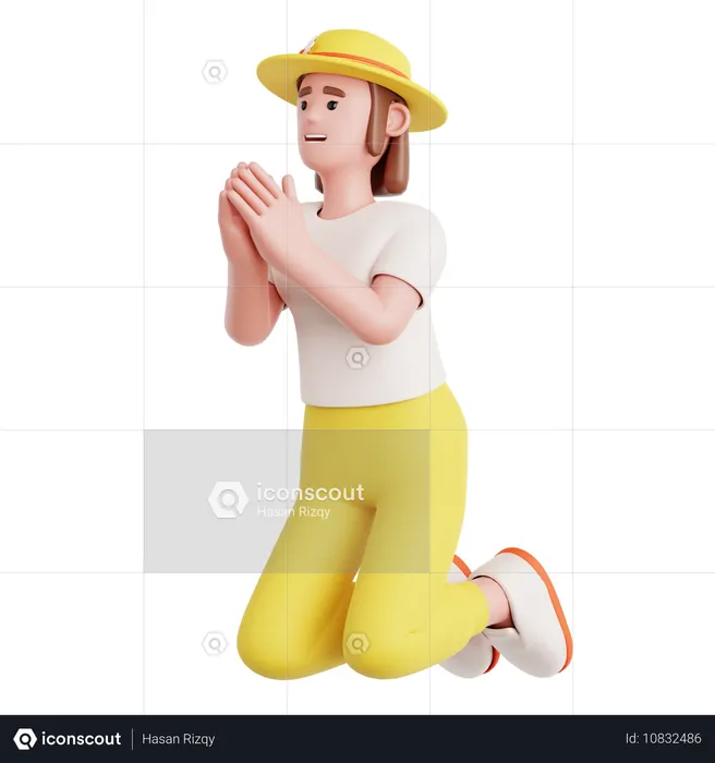 Woman Begging  3D Icon