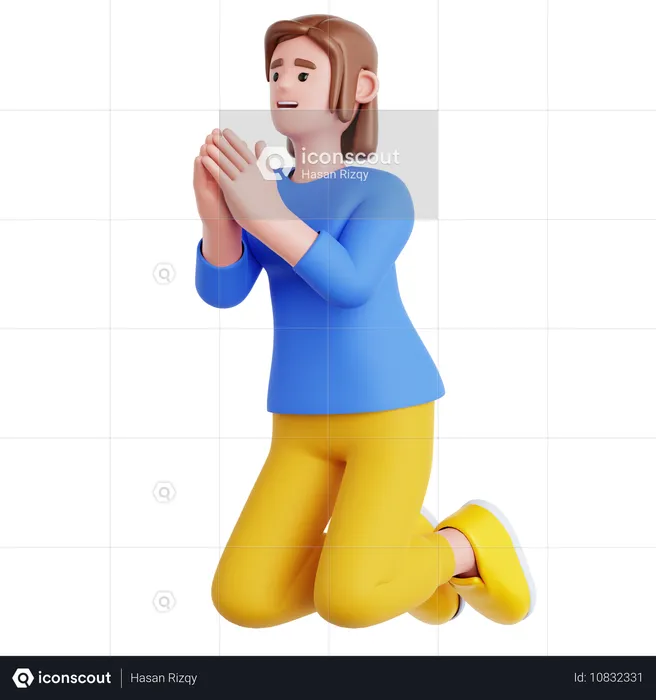 Woman Begging  3D Illustration