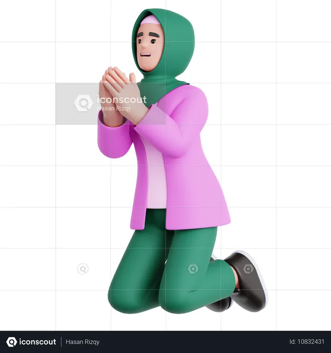 Woman Begging  3D Illustration