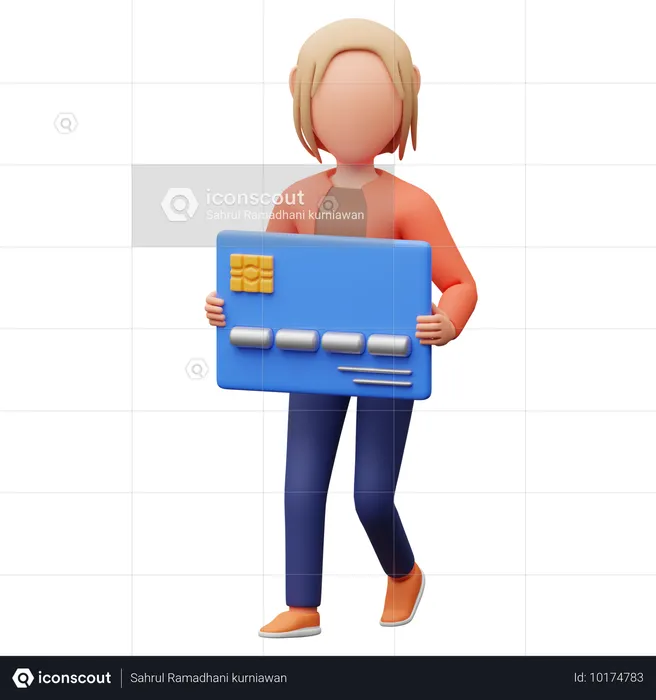 Woman Carrying Payment Card  3D Illustration